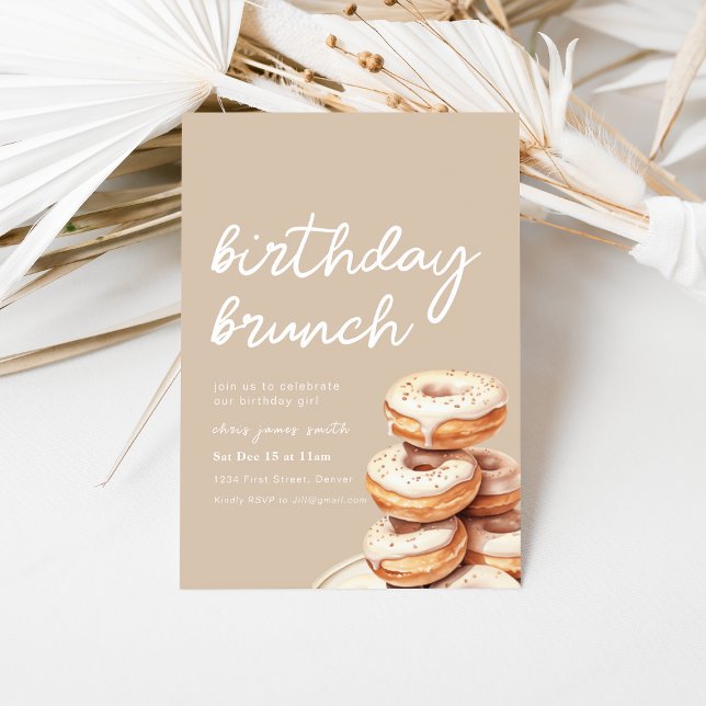 Birthday Brunch with Stack of Doughnuts Invitation (Creator Uploaded)