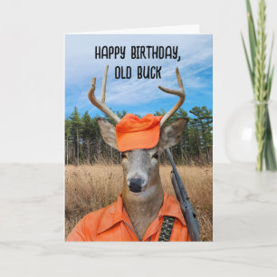 Birthday Buck Hunter With Rifle Card