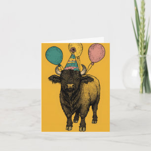 Birthday Buffalo with Balloons Birthday Card