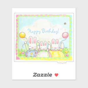 Birthday Bunny and Balloon Sticker