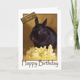 Birthday - Bunny and Daisies Greeting Card