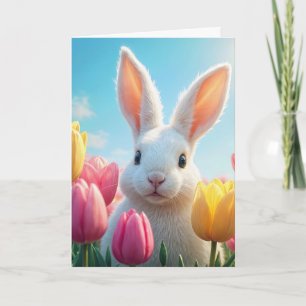 Birthday Bunny In Tulips Card