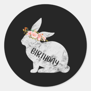 Birthday Bunny Matching Family Floral Bunny Rabbit Classic Round Sticker