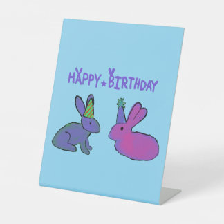 Birthday Bunny Pedestal Sign
