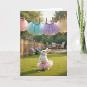 Birthday Bunny Wearing a Pink Tutu Card