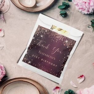 Birthday burgundy rose gold tiara thank you favour bag