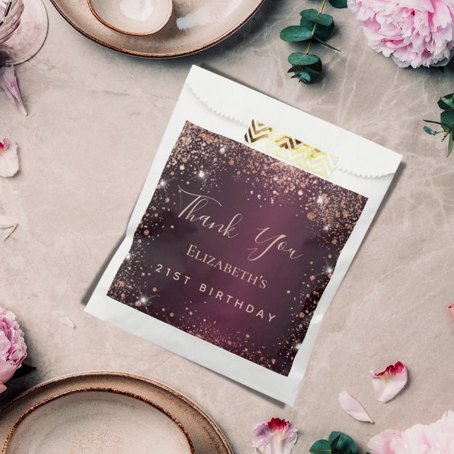 Birthday burgundy rose gold tiara thank you favour bag (Creator Uploaded)