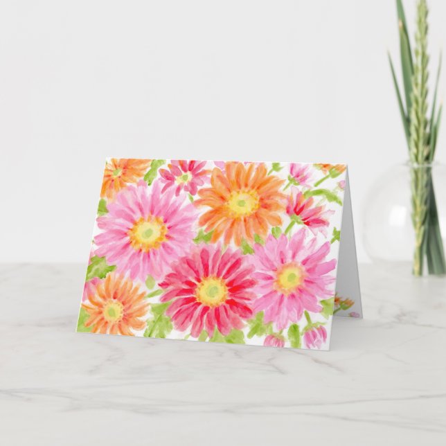 Birthday Bursting Gerbera Daisies Wishes of Joy Card (Front)