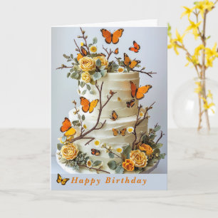 Birthday Butterflies Roses Daisies Country Card