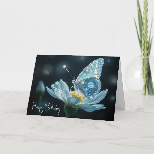 Birthday Butterfly On A Moonflower Card (Front)