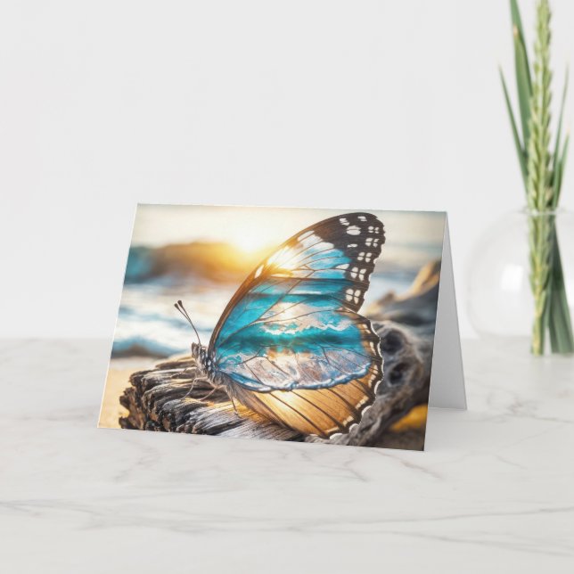 Birthday Butterfly with Ocean Wings Card (Front)