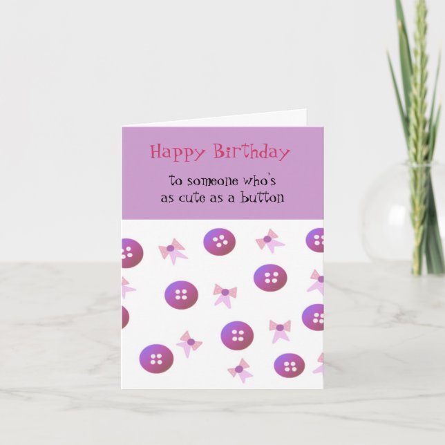 Birthday Buttons and Bows Card (Front)