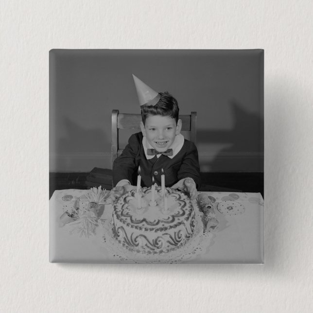 Birthday Cake 15 Cm Square Badge (Front)