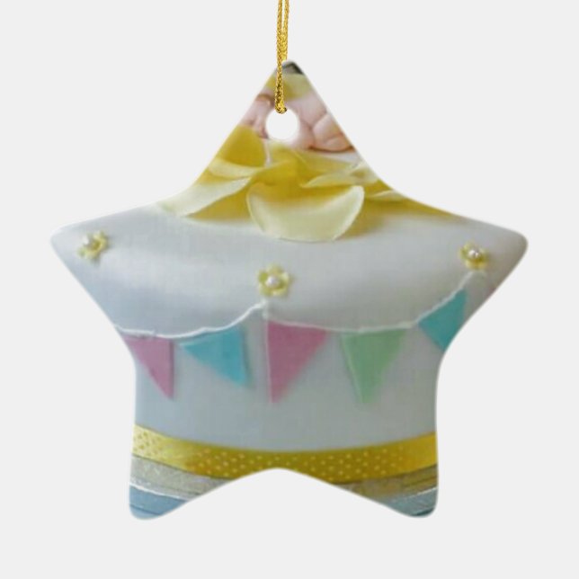 _birthday cake 2 ceramic tree decoration (Front)