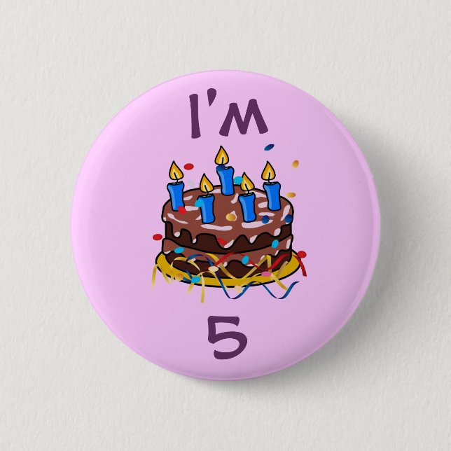 Birthday cake 6 cm round badge (Front)