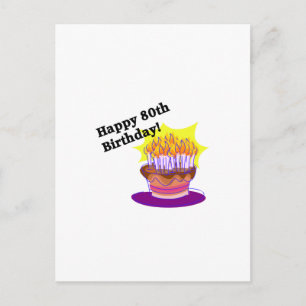 Birthday Cake 80th Postcard