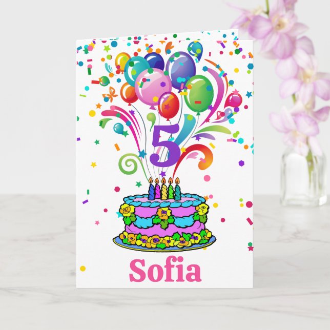 Birthday Cake Add Child's Name Age Cute Custom Card (Orchid)