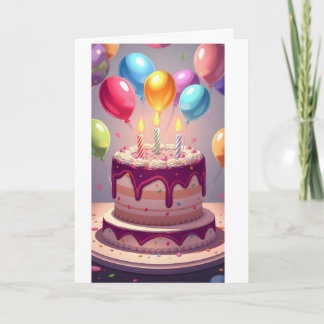 Birthday Cake and Balloons Card