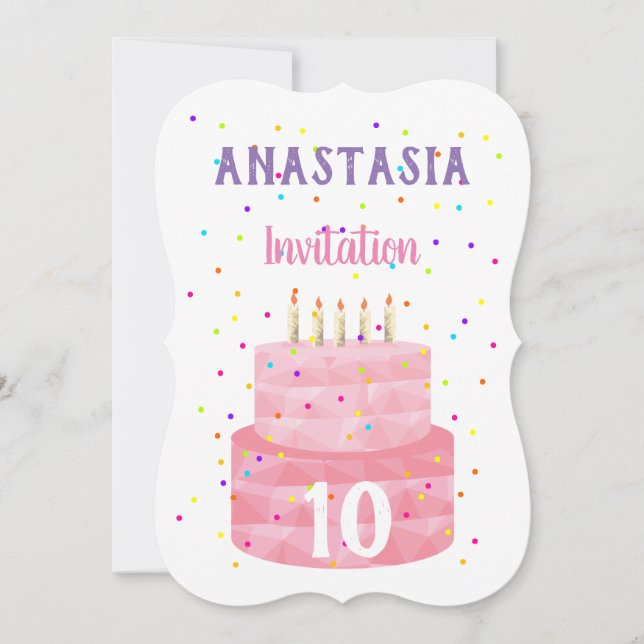 Birthday Cake and Candles Age Invite (Front)