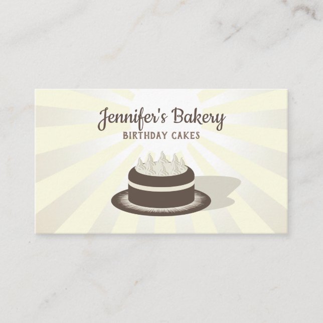 Birthday Cake Bakery Whip beige vanilla cream Business Card (Front)