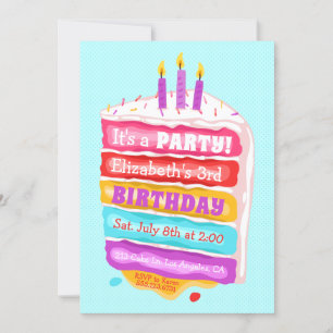 Birthday Cake & Candle Party Invitation