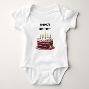 Birthday Cake Candles Custom Personalised Celebrat Baby Bodysuit
