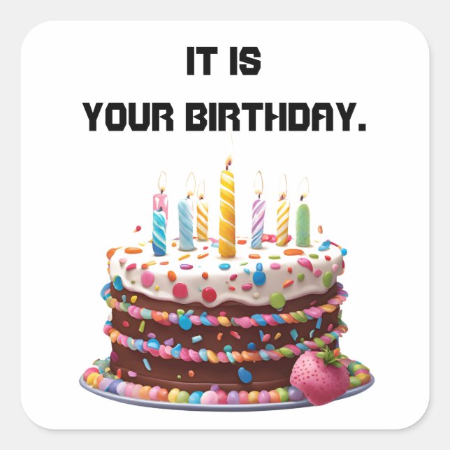 Birthday Cake Candles Custom Personalised Celebrat Square Sticker (Front)