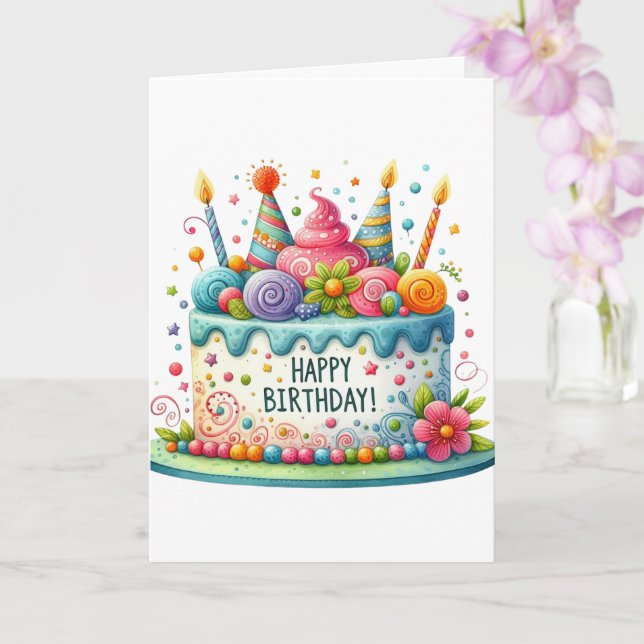 Birthday Cake  Card (Orchid)