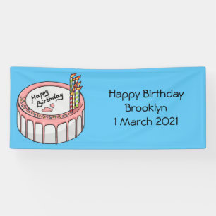 Birthday cake cartoon illustration banner