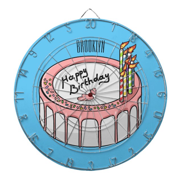 Birthday cake cartoon illustration dartboard (Front)