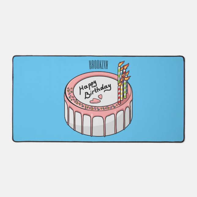 Birthday cake cartoon illustration  desk mat (Front)