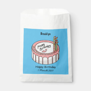 Birthday cake cartoon illustration favour bag