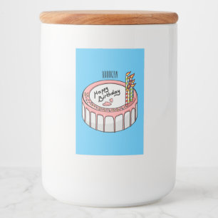 Birthday cake cartoon illustration  food label