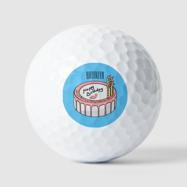 Birthday cake cartoon illustration golf balls (Front)