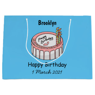 Birthday cake cartoon illustration large gift bag