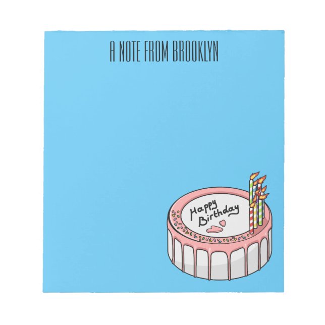 Birthday cake cartoon illustration notepad (Front)
