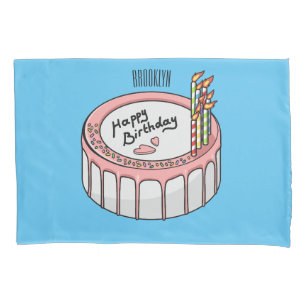 Birthday cake cartoon illustration pillowcase