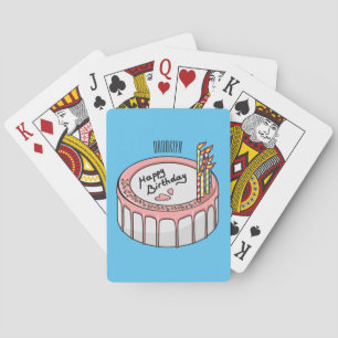 Birthday cake cartoon illustration playing cards