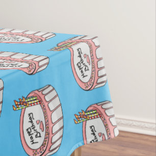 Birthday cake cartoon illustration  tablecloth