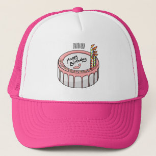 Birthday cake cartoon illustration  trucker hat