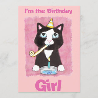 Birthday Cake Cat Custom Invitation