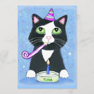 Birthday Cake Cat Custom Invitation