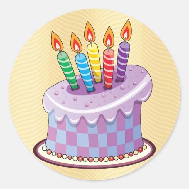 Birthday Cake Classic Round Sticker (Front)