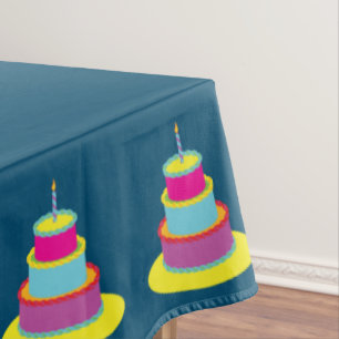 Birthday Cake Cute Colourful 1st Party Theme Tablecloth