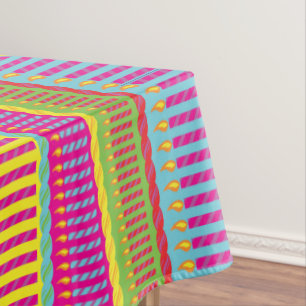 Birthday Cake Cute Colourful 1st Party Theme Tablecloth