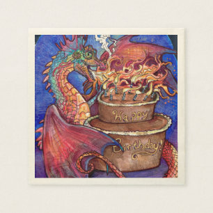Birthday Cake Dragon Napkin