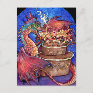 Birthday Cake Dragon Postcard