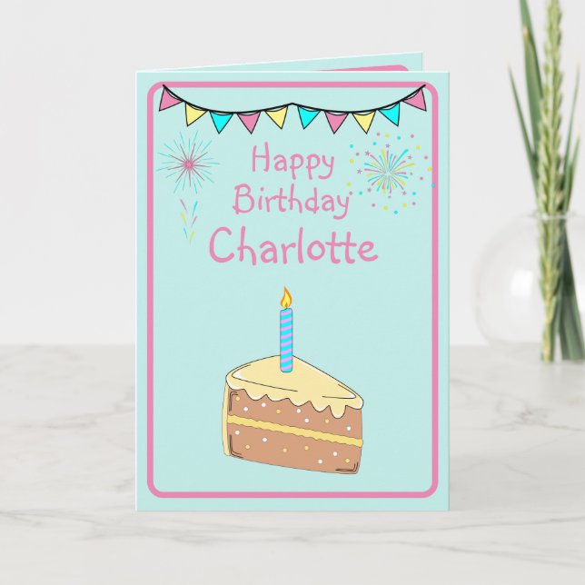 Birthday Cake Folded Greeting Card (Front)