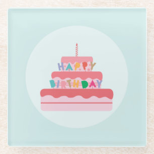birthday-cake glass coaster