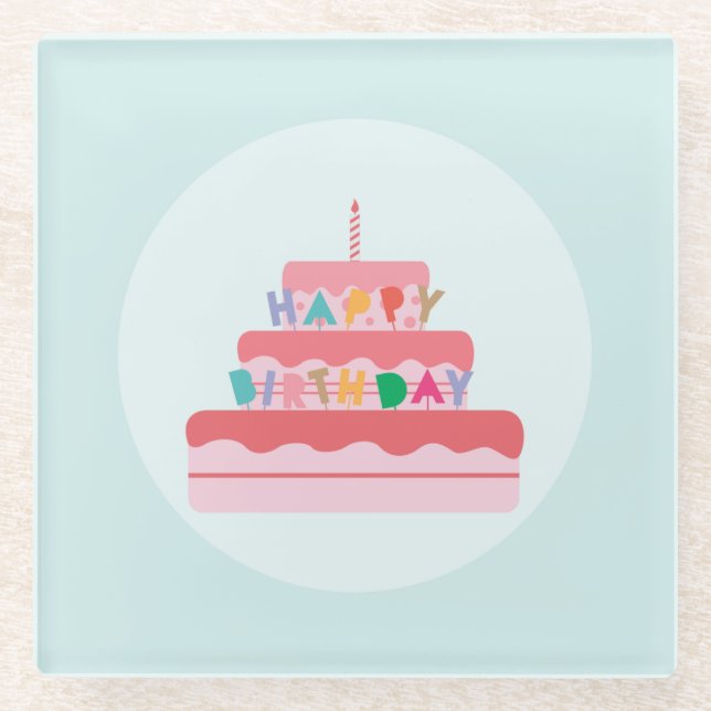 birthday-cake glass coaster (Front)
